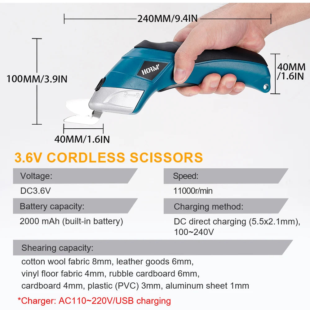 electric scissors 3.6V fabric leather fabric